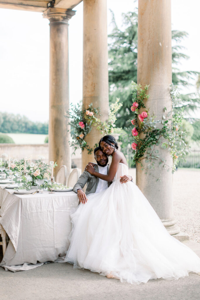 Nancy and her husband at a wedding photoshoot